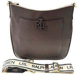 Ralph Lauren Pebbled Leather Crossbody Bag with Logo Strap